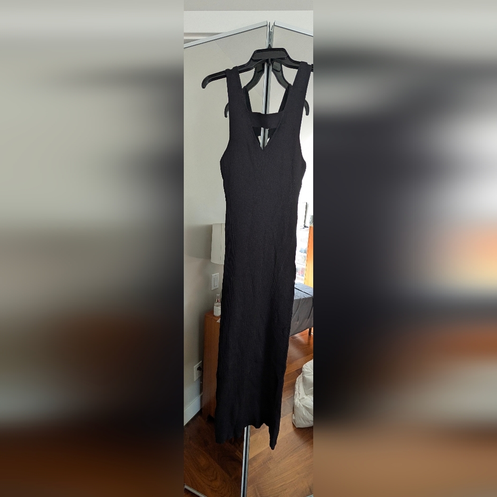 Zara Black Maxi Dress with V-Neck Back Detail